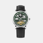 Men Automatic Green Dial Analog Leather Watch 641-L11406