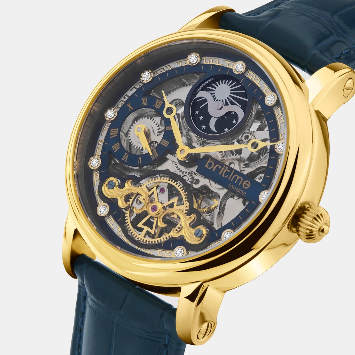 Men Automatic Blue Dial Analog Leather Watch 641-L20507