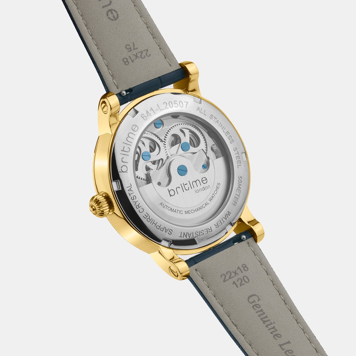 Men Automatic Blue Dial Analog Leather Watch 641-L20507