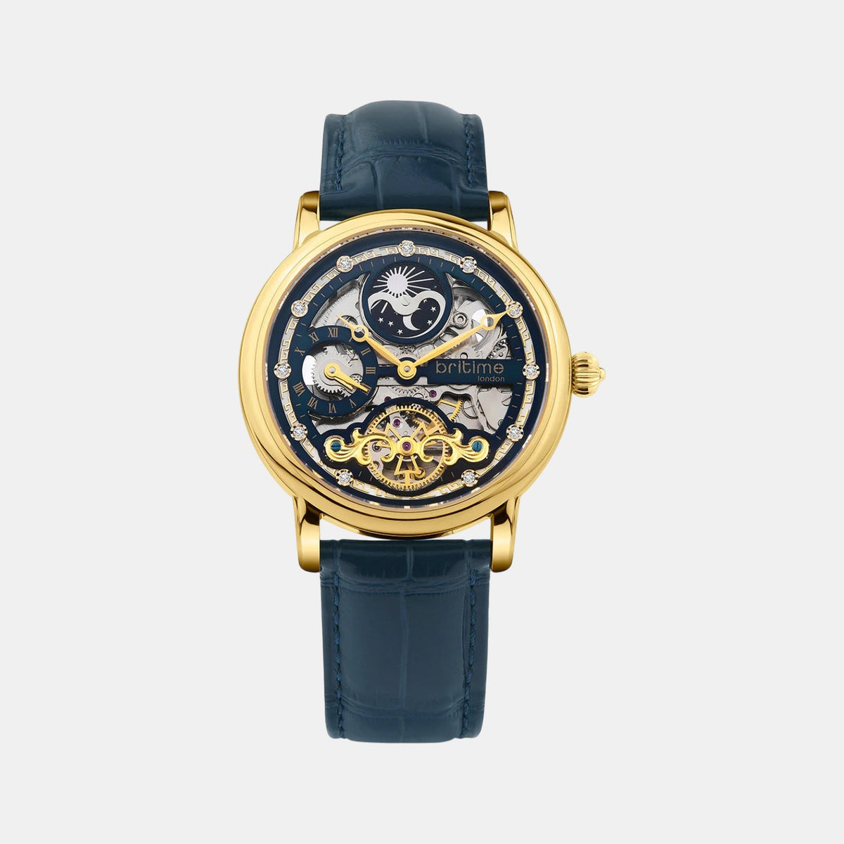 Men Automatic Blue Dial Analog Leather Watch 641-L20507