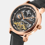 Men Automatic Black Dial Analog Leather Watch 641-L30406