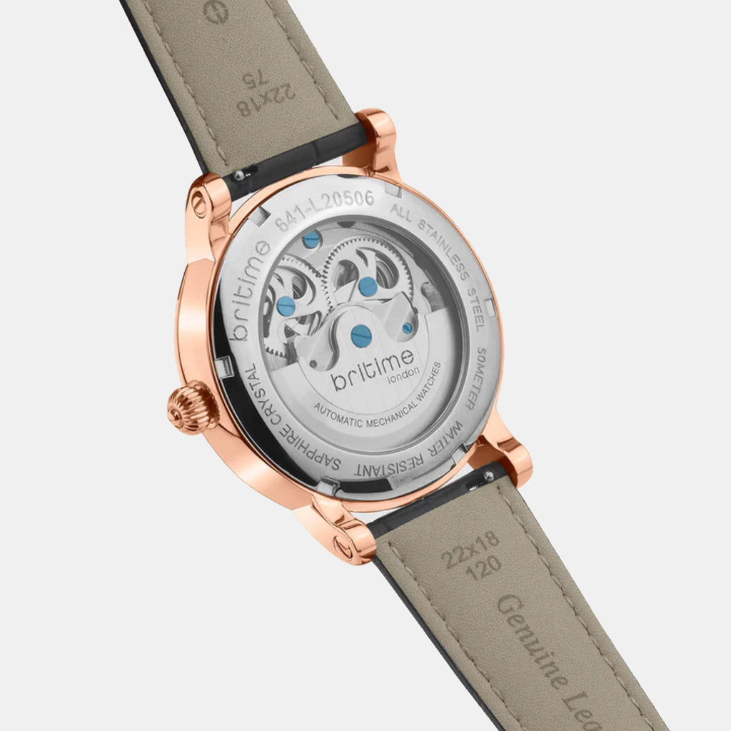 Men Automatic Black Dial Analog Leather Watch 641-L30406