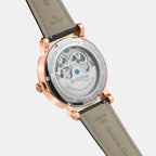 Men Automatic Black Dial Analog Leather Watch 641-L30406