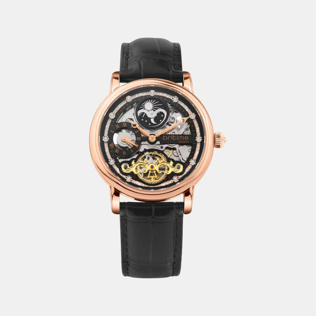 Men Automatic Black Dial Analog Leather Watch 641-L30406