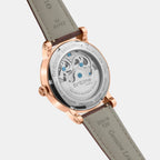 Men Automatic Rose Gold Dial Analog Leather Watch 641-L30708