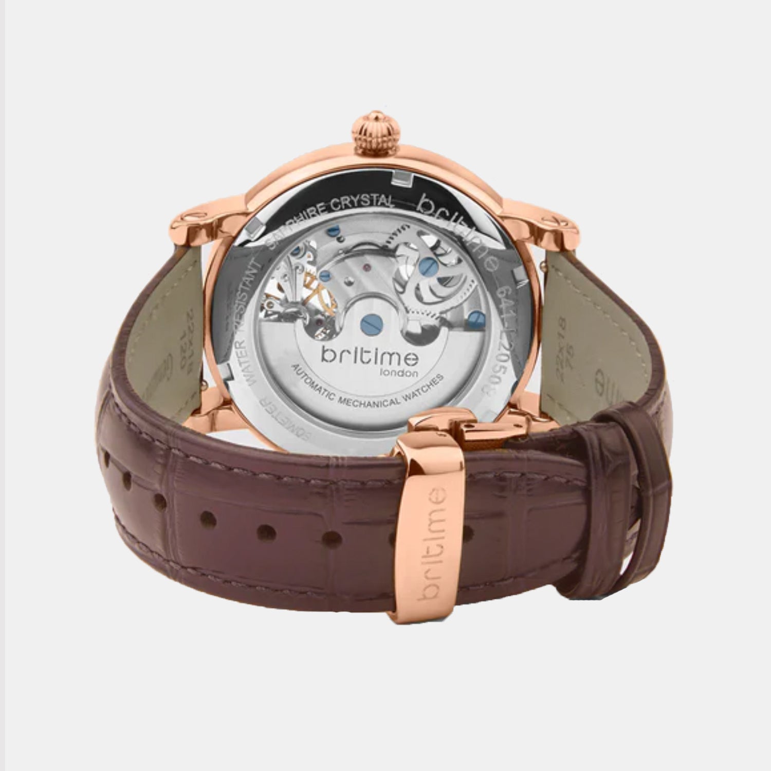 Men Automatic Rose Gold Dial Analog Leather Watch 641-L30708