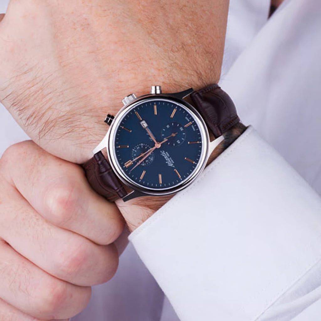 Men Quartz Blue Dial Chronograph Leather Watch 64452.41.51R