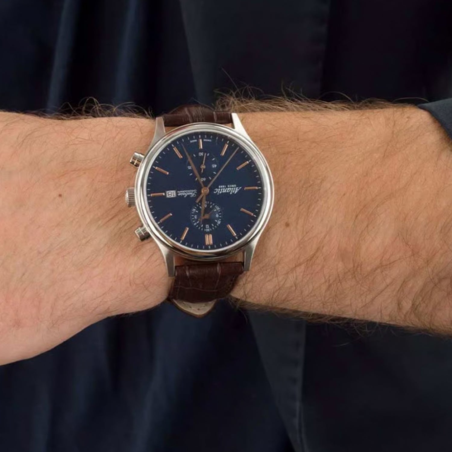 Men Quartz Blue Dial Chronograph Leather Watch 64452.41.51R