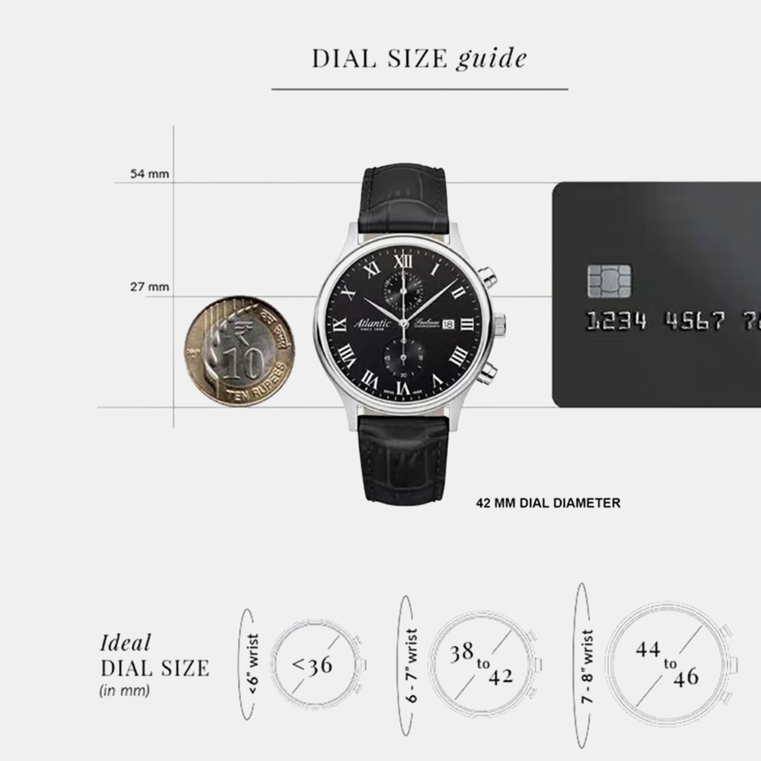 Men Quartz Black Dial Chronograph Leather Watch 64452.41.68