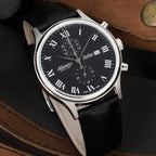 Men Quartz Black Dial Chronograph Leather Watch 64452.41.68