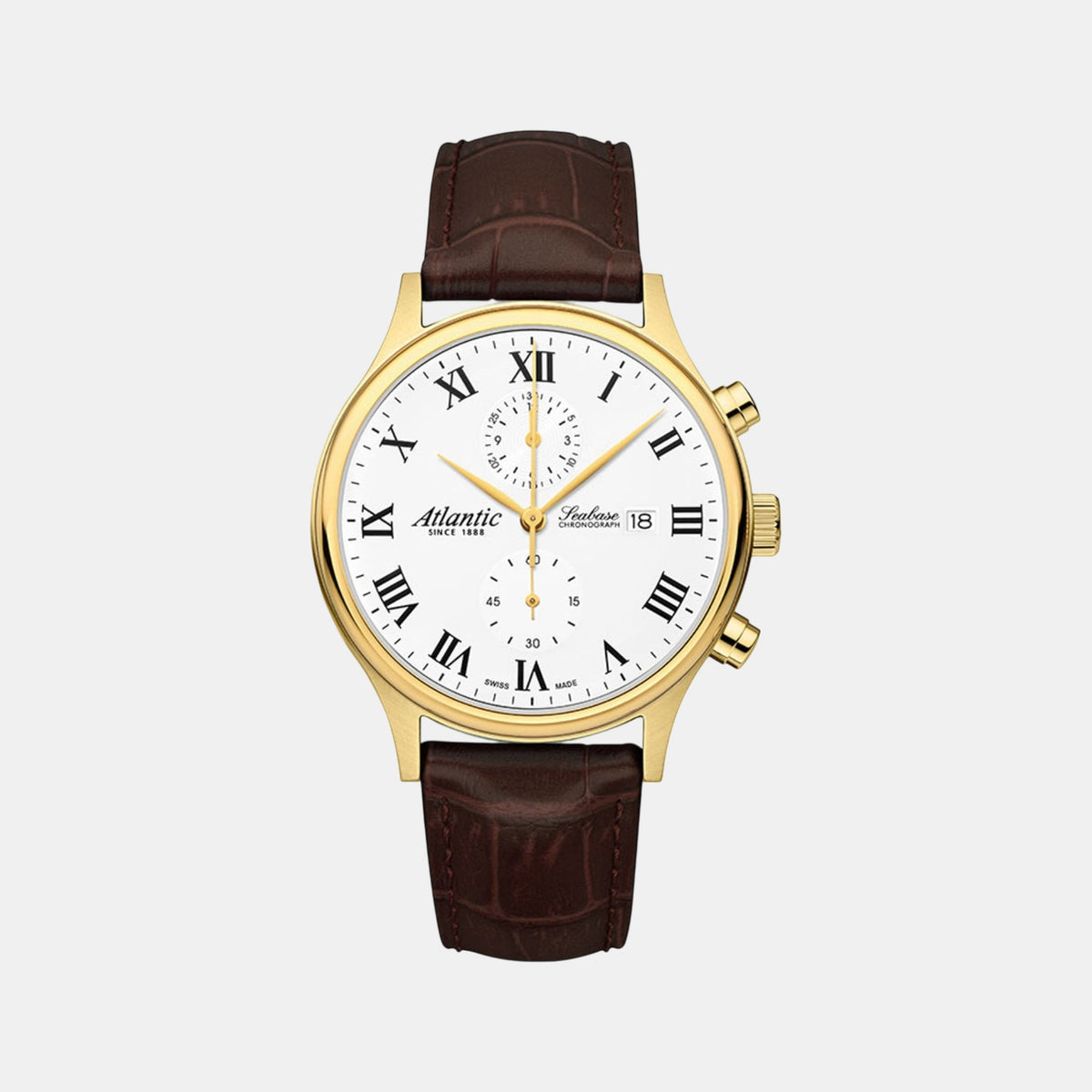 Men Quartz White Dial Analog Leather Watch 64452.45.18