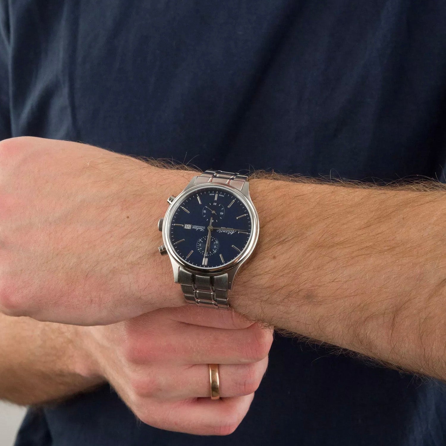 Men Quartz Blue Dial Chronograph Stainless Steel Watch 64457.41.51