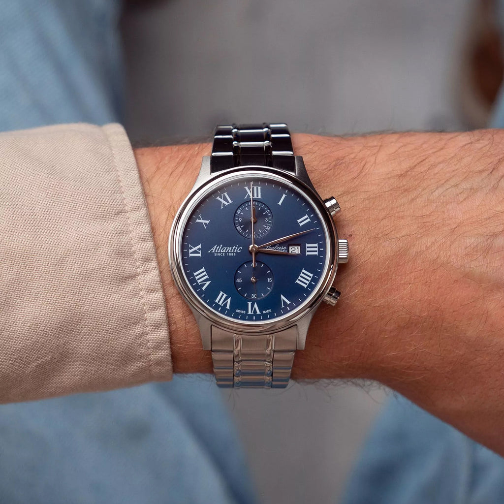Men Quartz Blue Dial Chronograph Stainless Steel Watch 64457.41.58