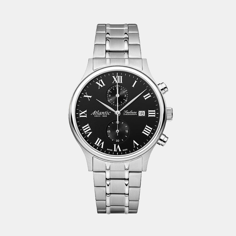 Atlantic Men Quartz Black Dial Chronograph Stainless Steel Watch 64457.41.68-1