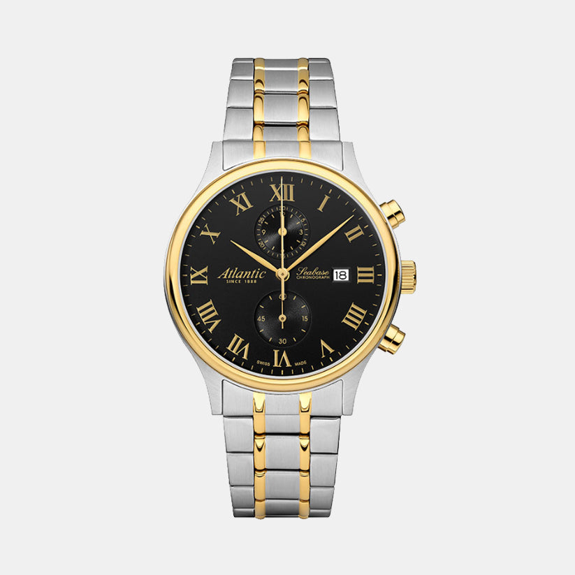 Atlantic Men Quartz Black Dial Chronograph Stainless Steel Watch 64457.43.68G-1