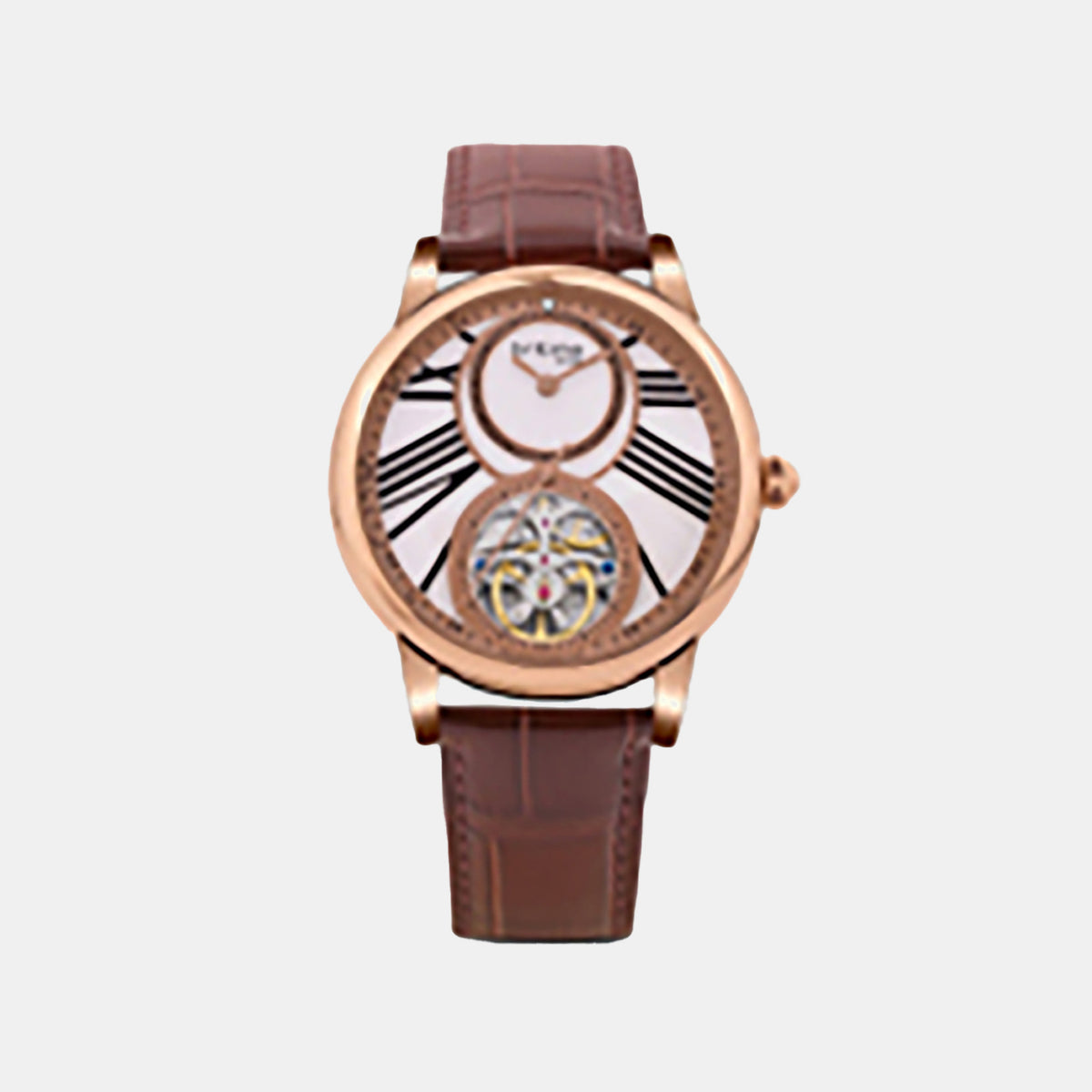 Men Automatic Beige Dial Analog Leather Watch 675-30308