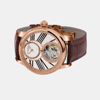 Men Automatic Beige Dial Analog Leather Watch 675-30308