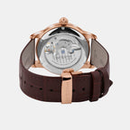 Men Automatic Beige Dial Analog Leather Watch 675-30308