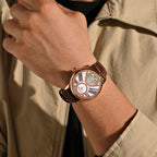 Men Automatic Beige Dial Analog Leather Watch 675-30308