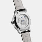 Men Automatic Silver Dial Analog Leather Watch 675-L10306