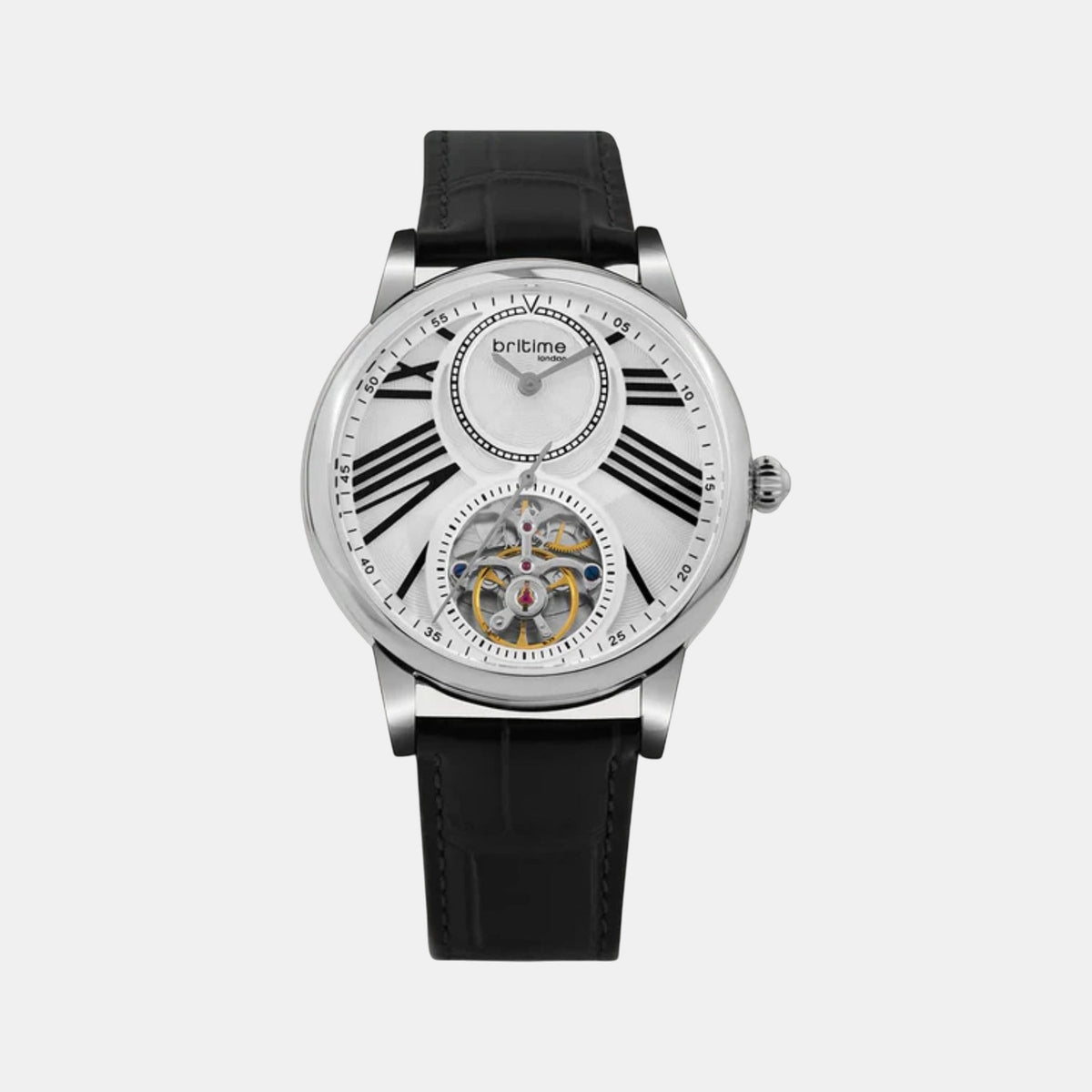 Eclipse Men Automatic White Dial Analog Leather Watch 675-L10306