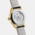 Men Automatic Black Dial Analog Leather Watch 675-L20406