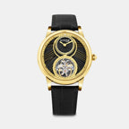 Men Automatic Black Dial Analog Leather Watch 675-L20406