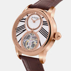 Men Automatic Silver Dial Analog Leather Watch 675-L30308