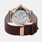 Men Automatic Silver Dial Analog Leather Watch 675-L30308