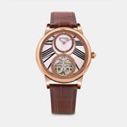 Men Automatic Silver Dial Analog Leather Watch 675-L30308