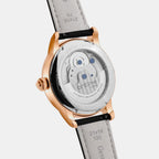 Men Automatic Black Dial Analog Leather Watch 675-L30406