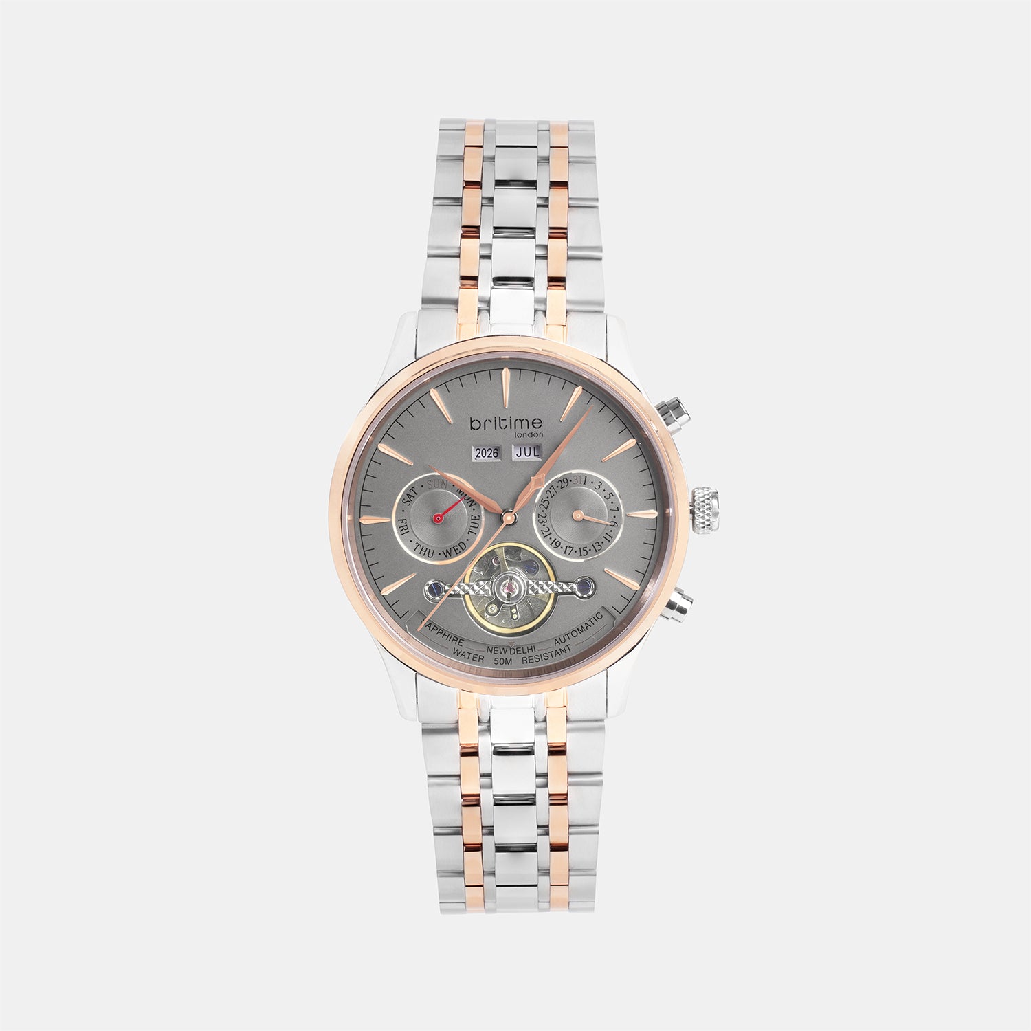 Men Automatic Grey Dial Chronograph Metal Watch 867-M31505