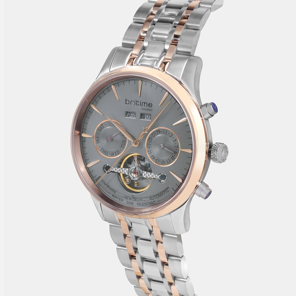 Men Automatic Grey Dial Chronograph Metal Watch 867-M31505