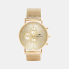 Men Quartz Gold Dial Chronograph Mesh Watch 7004M-B2208