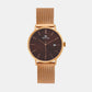 Men Quartz Brown Dial Analog Mesh Watch 7006E-B3306