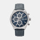 Men Quartz Blue Dial Multi-Function Leather Watch 7010C-L1105