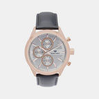 Men Quartz Silver Dial Chronograph Leather Watch 7010C-L3303