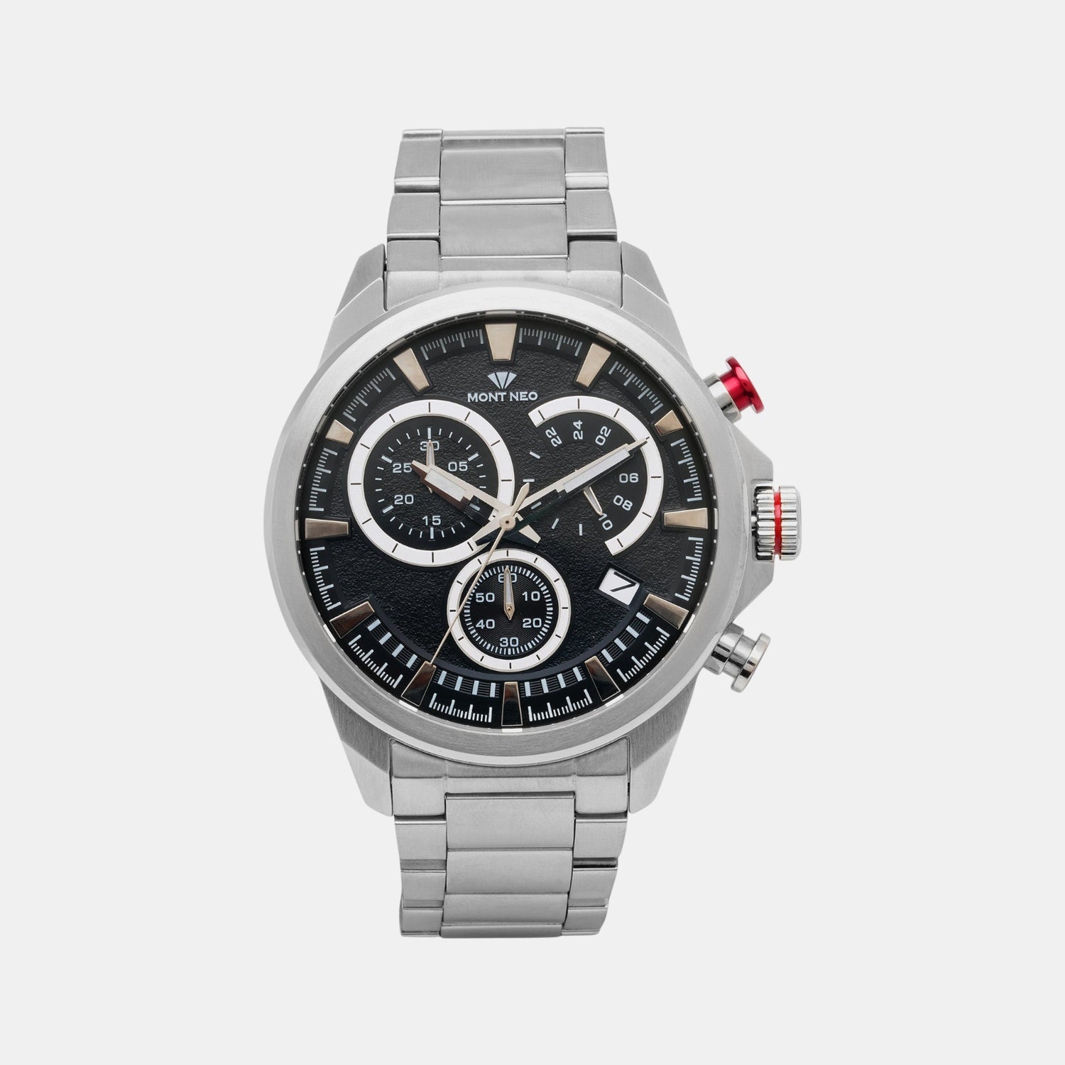 Men Quartz Black Dial Chronograph Stainless Steel Watch 7011M-M1104