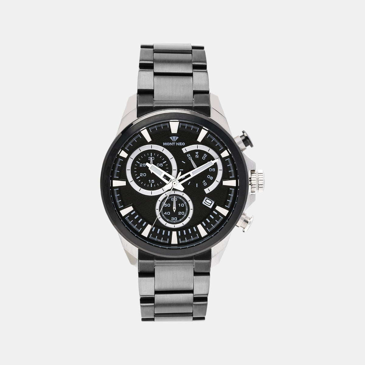 Men Quartz Black Dial Chronograph Stainless Steel Watch 7011M-M1404