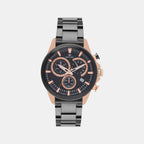 Men Quartz Black Dial Chronograph Stainless Steel Watch 7011M-M3404