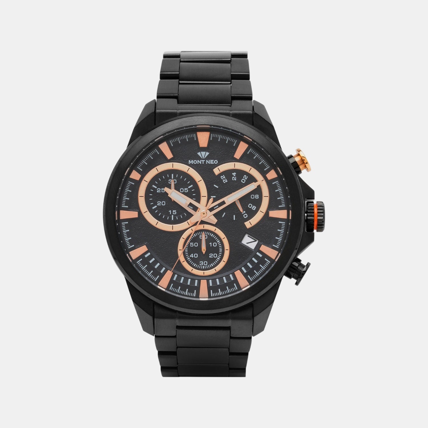 Men Quartz Black Dial Chronograph Stainless Steel Watch 7011M-M4404