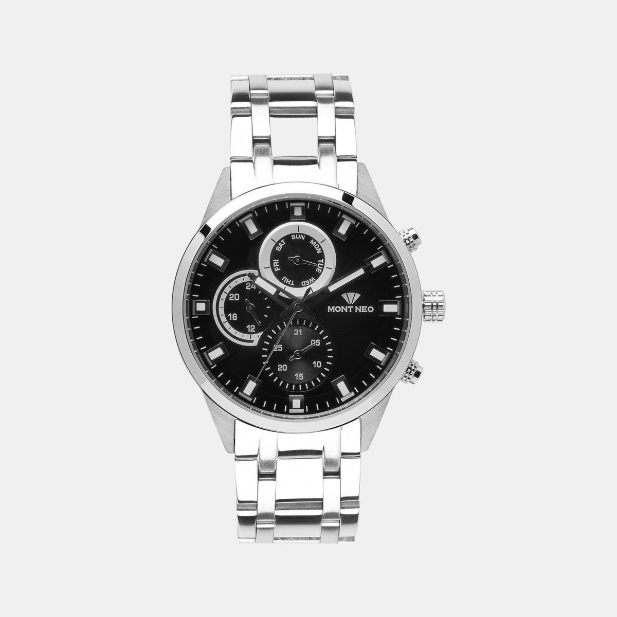 Men Quartz Black Dial Chronograph Stainless Steel Watch 7013C-M1104