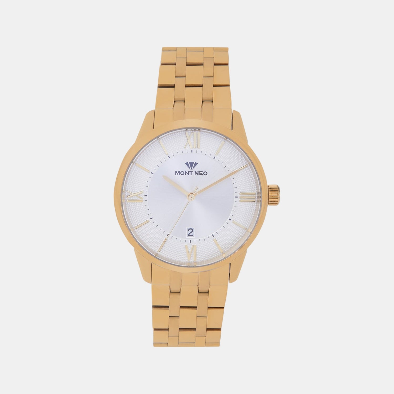 Men Quartz Silver Dial Analog Metal Watch 7019E-M2203