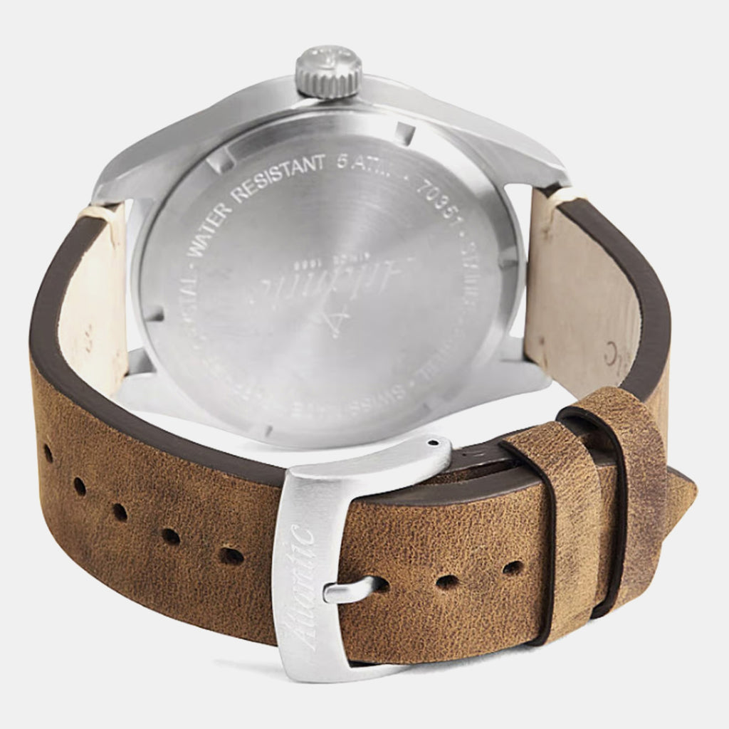 Men Quartz Grey Dial Analog Leather Watch 70351.41.41R