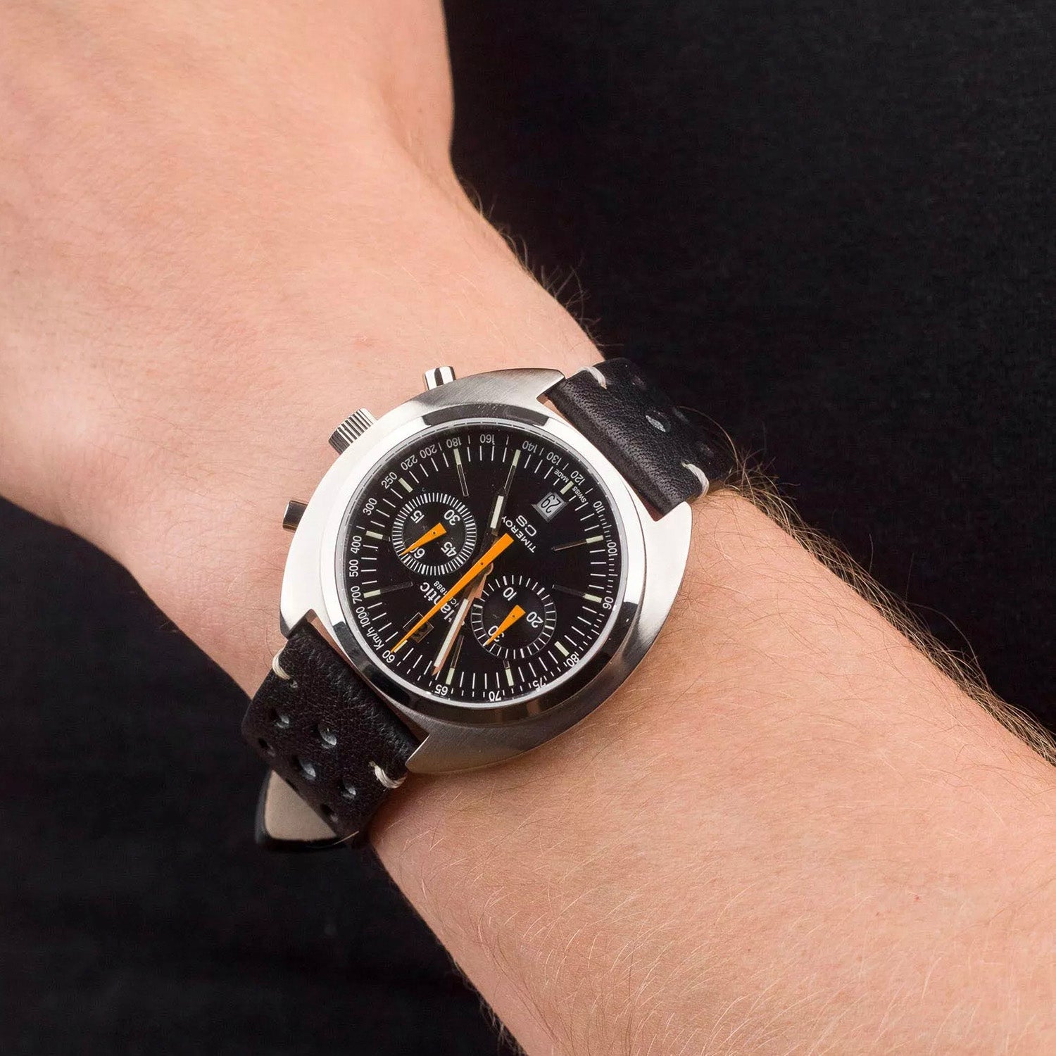 Men Quartz Black Dial Chronograph Leather Watch 70462.41.69
