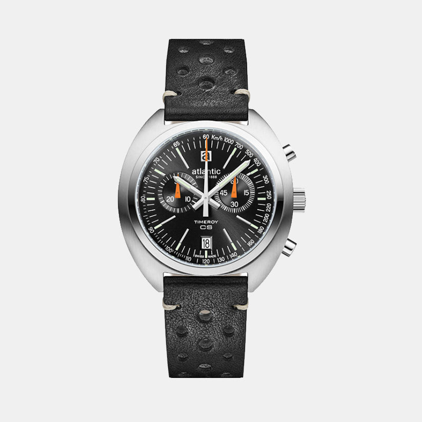 Atlantic Men Quartz Black Dial Chronograph Leather Watch 70462.41.69-1