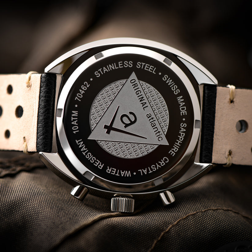 Atlantic Men Quartz Black Dial Chronograph Leather Watch 70462.41.69-2