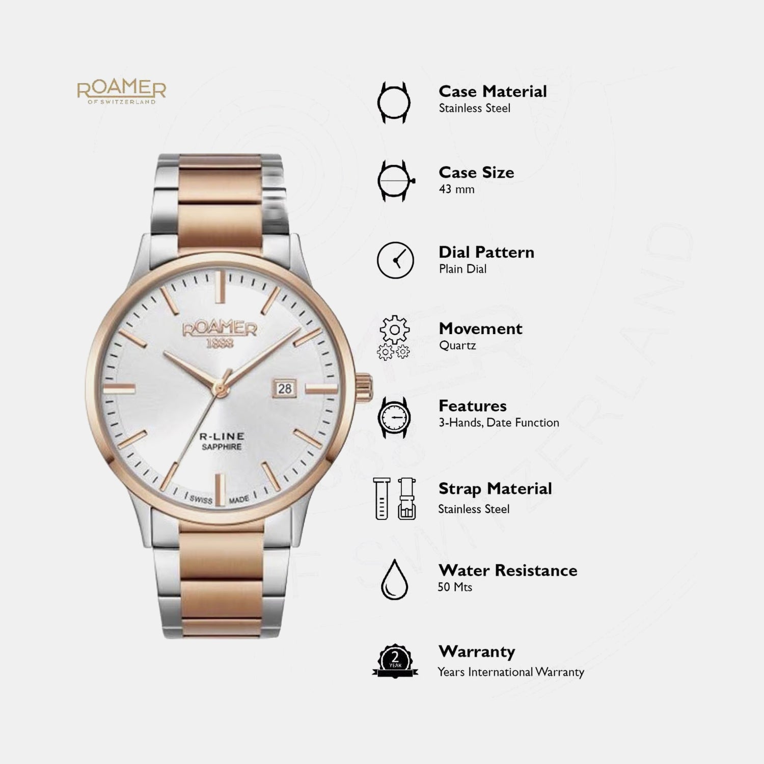 R-Line Men Quartz Silver Dial Analog Stainless Steel Watch 718833 47 15 70