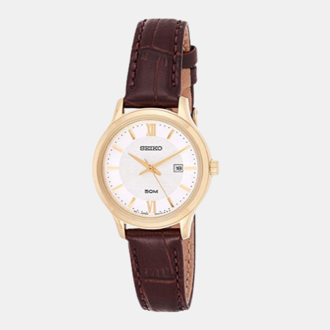 Female White Analog Leather Watch SUR644P1