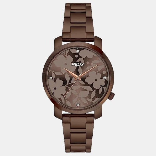 Helix Round Brown Analog watch